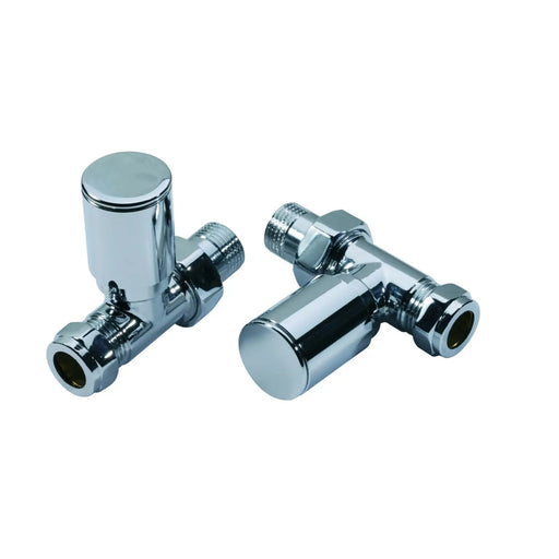 Kartell Modern Chrome Radiator Valve Straight Pair 15mm