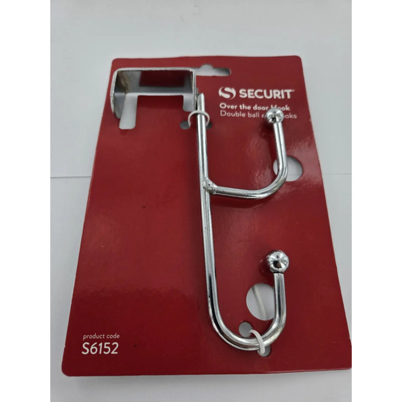 Securit Chrome Plated Overdoor 2 Ball Hook Rail 155mm