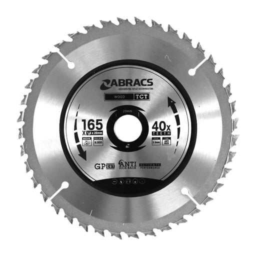 Abracs Circular Saw Blade 165mm x 20mm x 40t