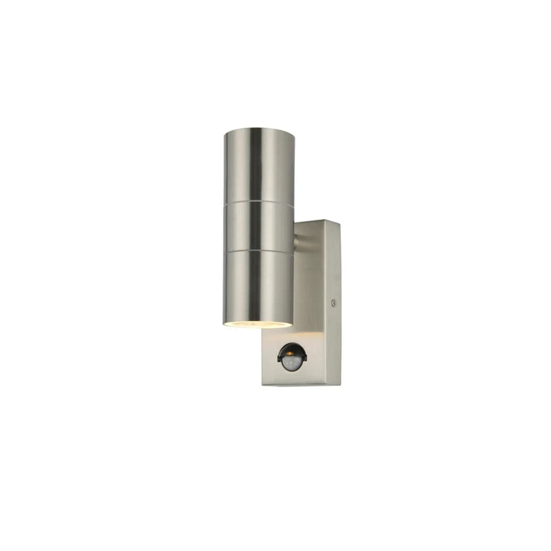 Zink Up Down Outdoor Wall Light With PIR Stainless Steel