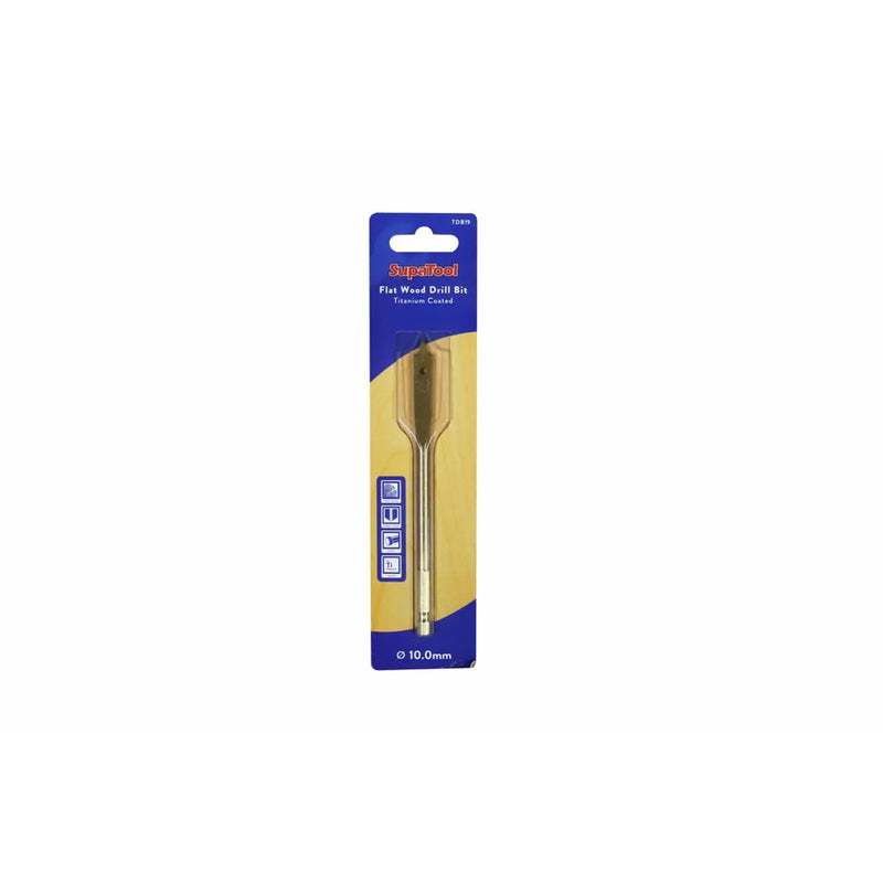 SupaTool Titanium Coated Flat Wood Drill Bits 10mm
