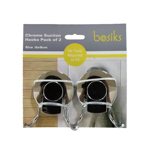 Basiks Suction Hooks Pack 2 Chrome