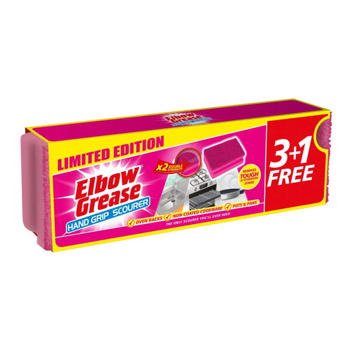 Elbow Grease Hand Grip Pink Scourer 4 Pack