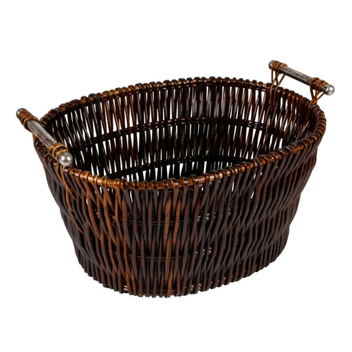 Stax Hearth & Home Dark Wicker Basket With Chrome Handles