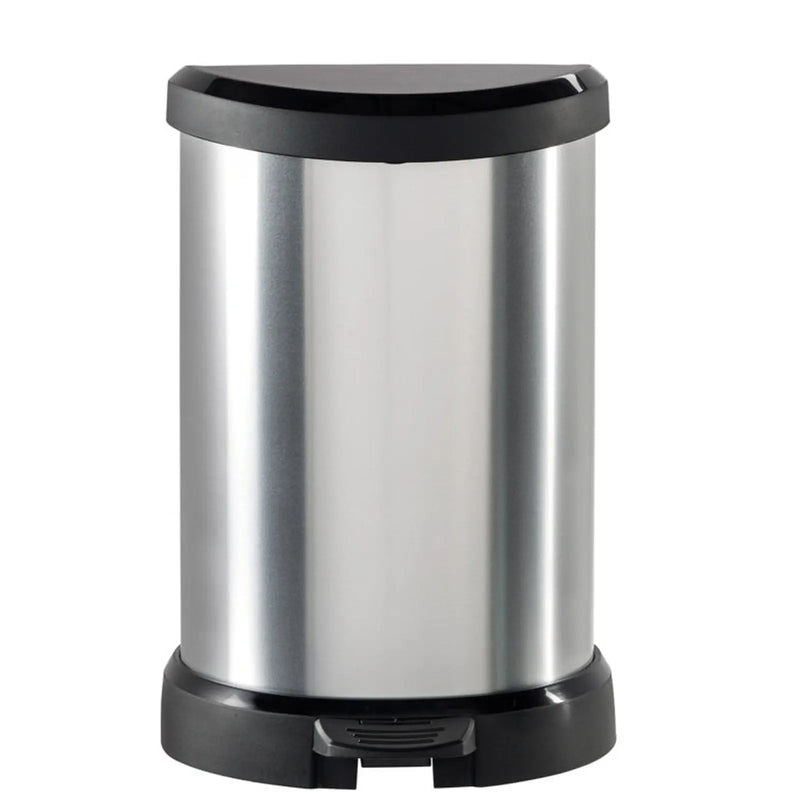 Curver Deco Black & Silver Pedal Bin 20L