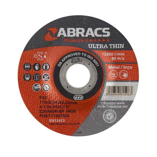 Abracs Phoenix Ultra Thin Cutting Disc 115mm x 0.75mm x 22mm