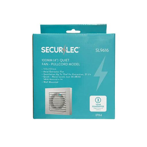 Securlec Quiet Fan Pullcord Model 100mm 4"