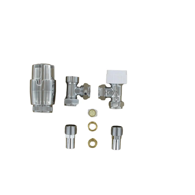 Securplumb Chrome Plated Angled Radiator Valve & Reducer 15mm
