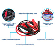 Streetwize Aluminium Booster Cable with Insulated Crocodile Clips 2m/350Amp