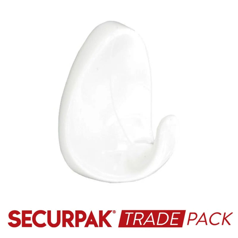 Securpak Oval Self Adhesive Hook White L 10 Pack