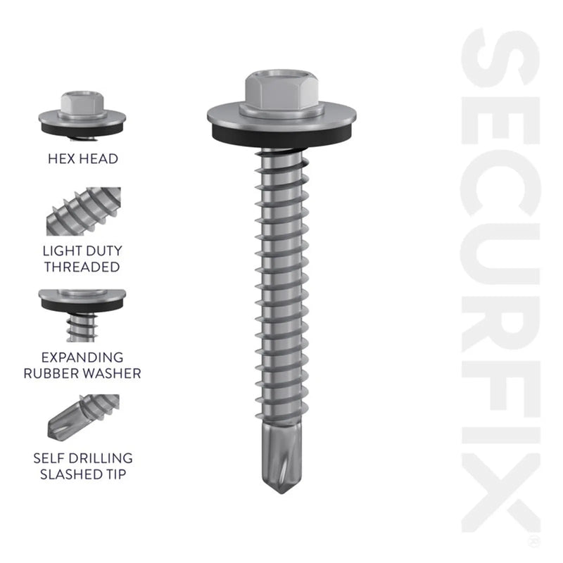 Securfix Self Drilling Roofing Screws 6.3 x 22mm | Pack of 100 Screws