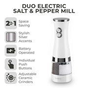 Tower Duo Electric Salt/Pepper Mill White