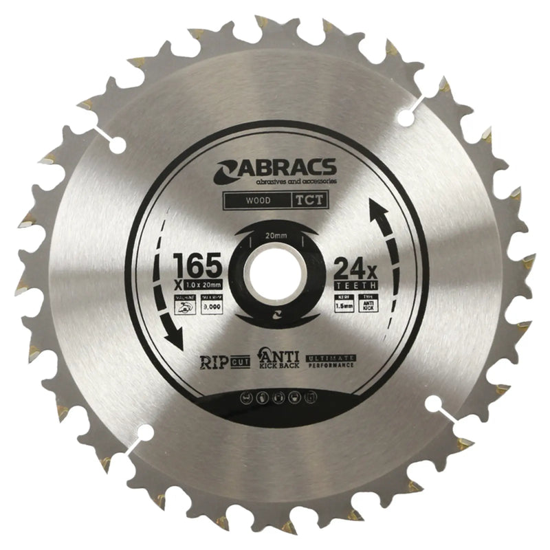Abracs Circular Saw Blade 165mm x 20mm x 24t