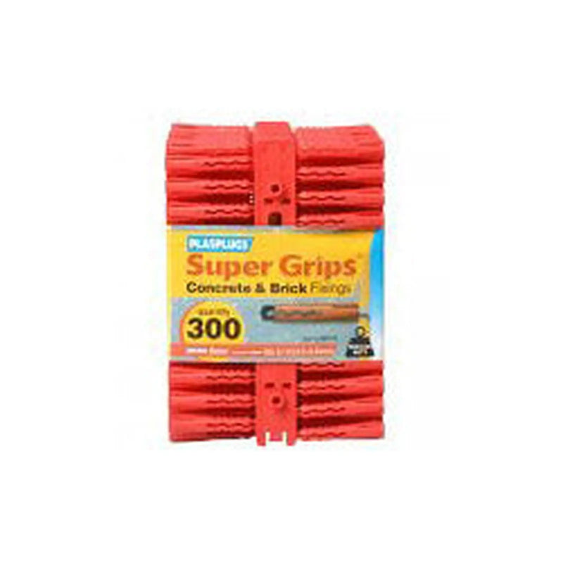 Plasplugs Super Grips Fixings - Red 300 Pack