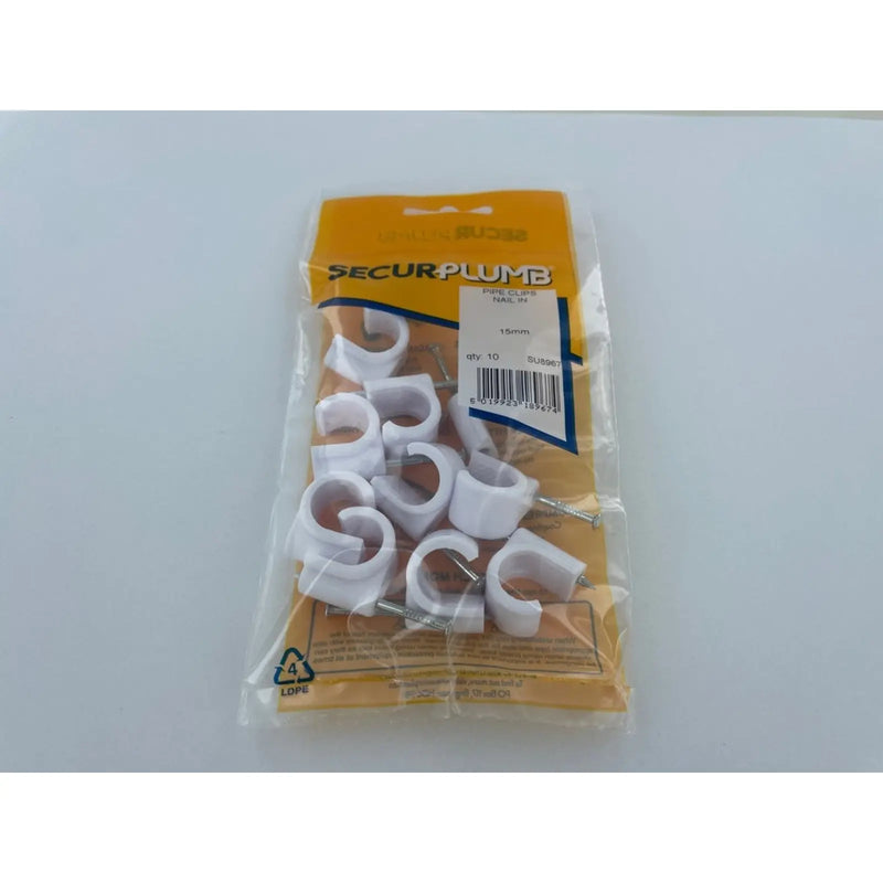 Securplumb Pipe Clips Nail In 15mm Pack 10