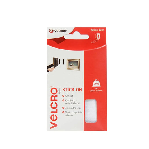 Stax VELCRO® Stick On Tape 20mm x 50cm White