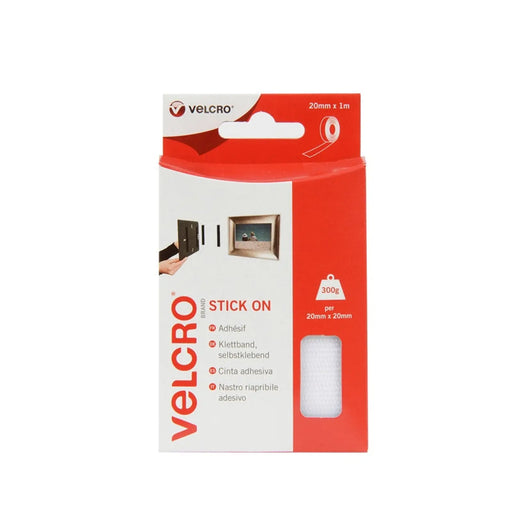 Stax VELCRO® Stick On Tape 20mm x 1m White