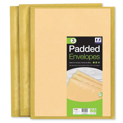 Stax I G Design Padded Brown Envelopes 370 x 480 Pack 3