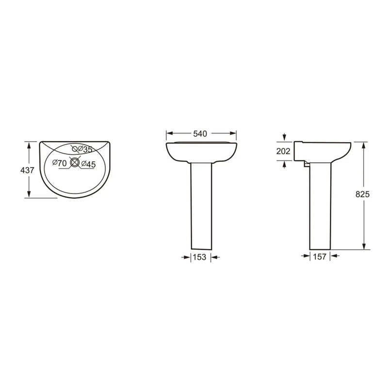 SupaPlumb Basin & Pedestal In A Box 1 Tap Hole