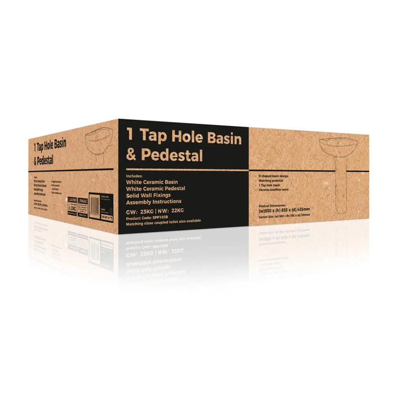 SupaPlumb Basin & Pedestal In A Box 1 Tap Hole