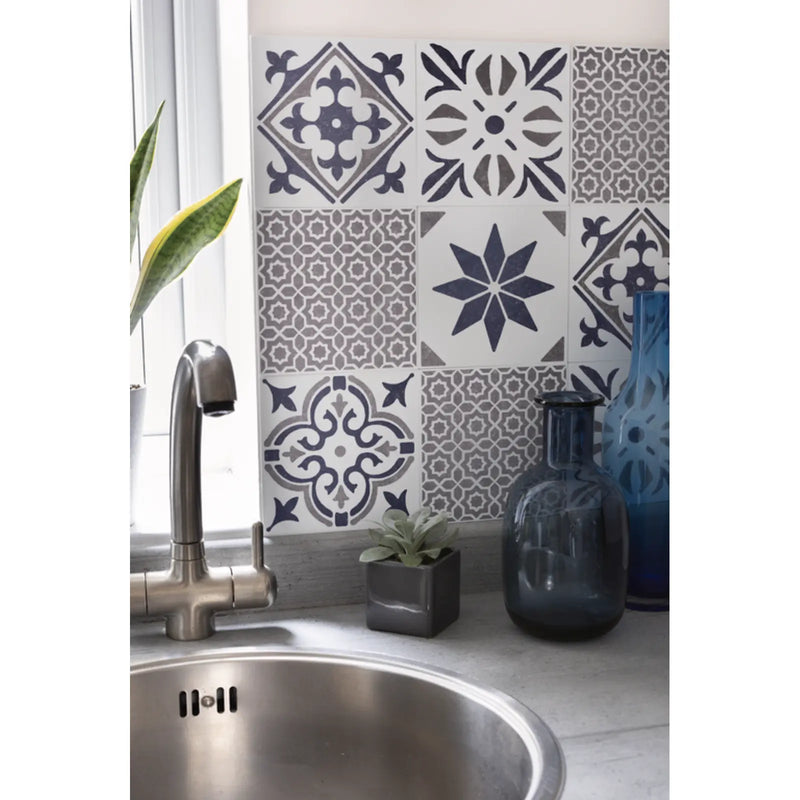 Stax d-c-fix® Self Adhesive Wall Tile Jamila Blue 15cm x 15cm / Pack Of 6