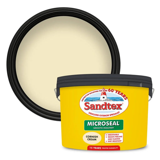 Sandtex Smooth Masonry Paint 10L Cornish Cream