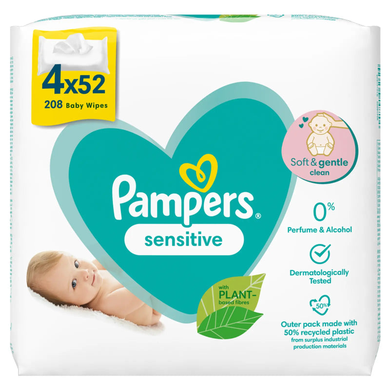 Pampers Baby Wipes 4 x 52 Sensitive