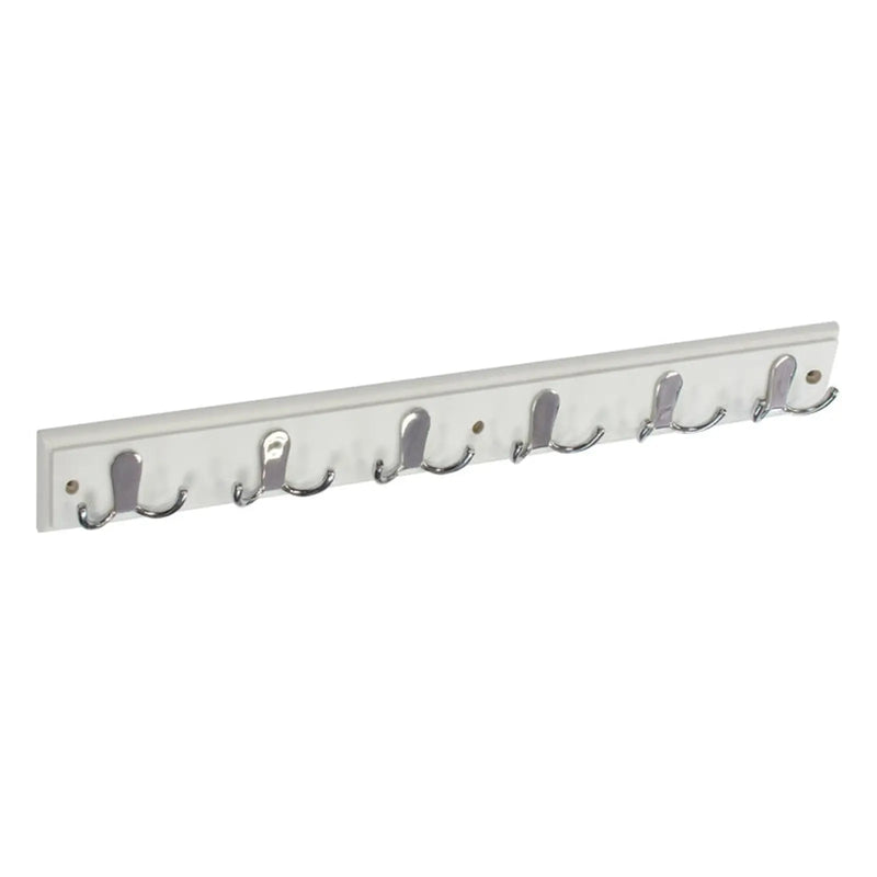 Securit White Hat & Coat Board 6 Chrome Plated Double Hooks