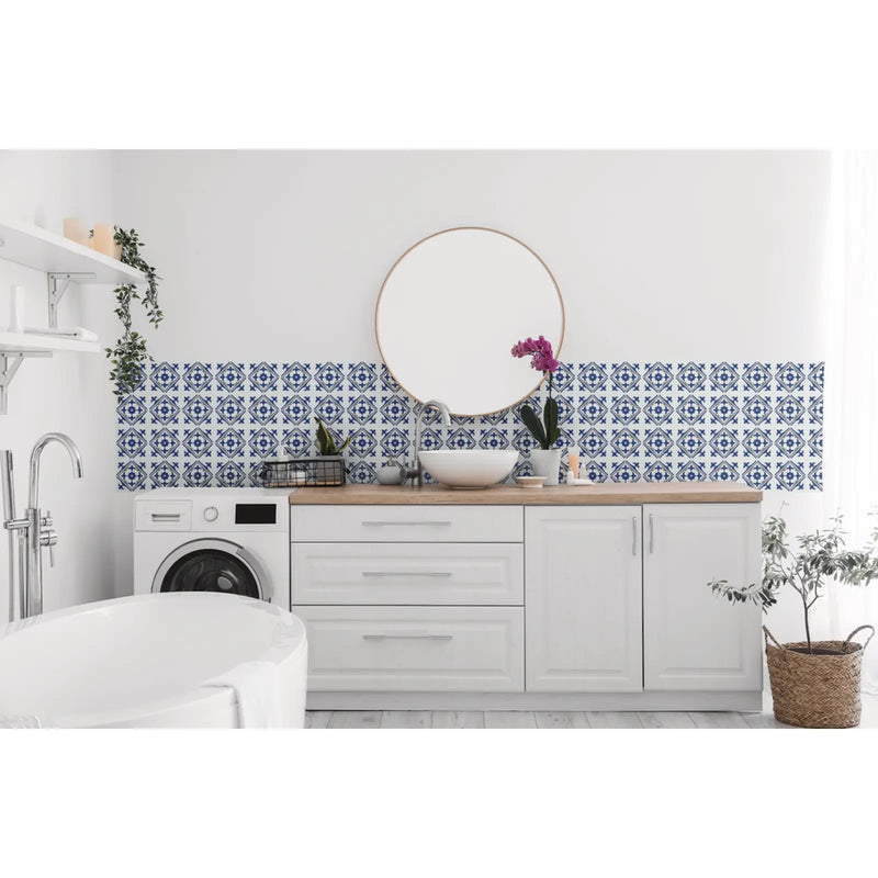 Stax d-c-fix® Self Adhesive Wall Tile Nadia Blue 15cm x 15cm / Pack Of 6