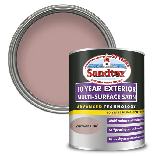 Sandtex 10 Year Exterior Multi Surface Satin 750ml Vintage Pink