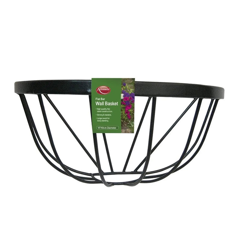 Ambassador Flat Bar Wall Basket 16"