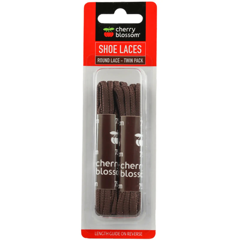 Cherry Blossom Twin Pack Round Laces 75cm Brown