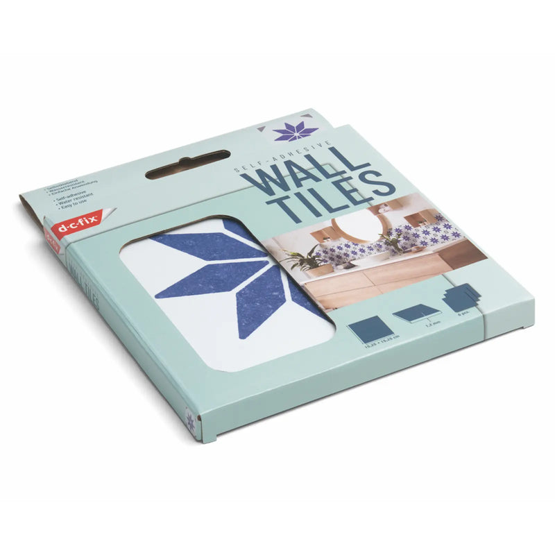 Stax d-c-fix® Self Adhesive Wall Tile Alia Blue 15cm x 15cm / Pack Of 6