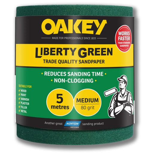 Oakey Liberty Green Sanding Roll 5m Medium 80g