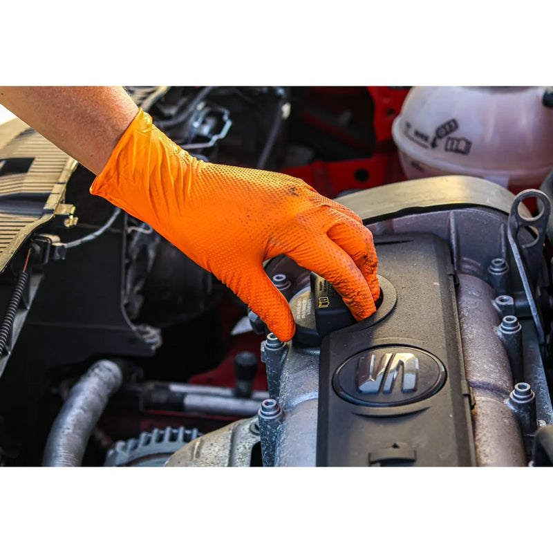 Aurelia Ignite Heavy Duty Orange Powder Free Nitrile Gloves X large