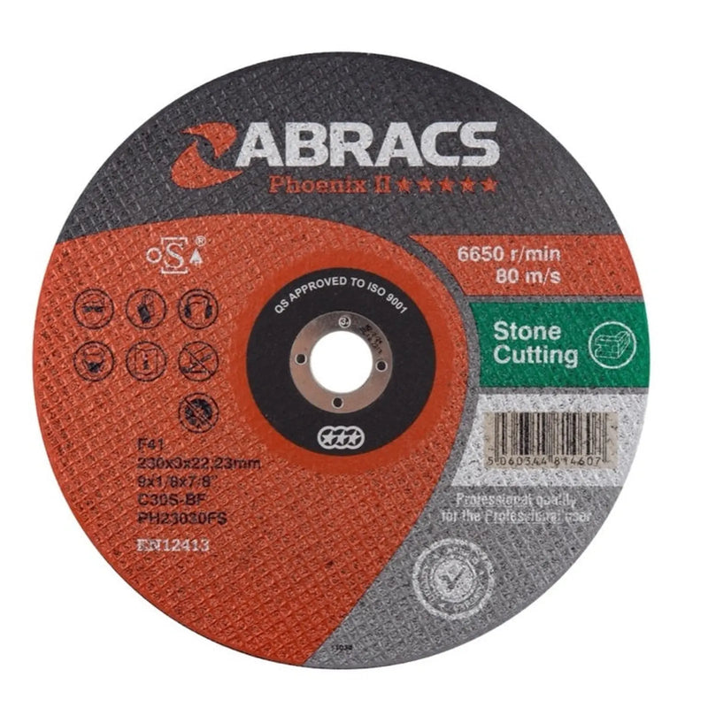 Abracs Phoenix Flat Stone Cutting Disc 230mm x 3.0mm x 22.23mm