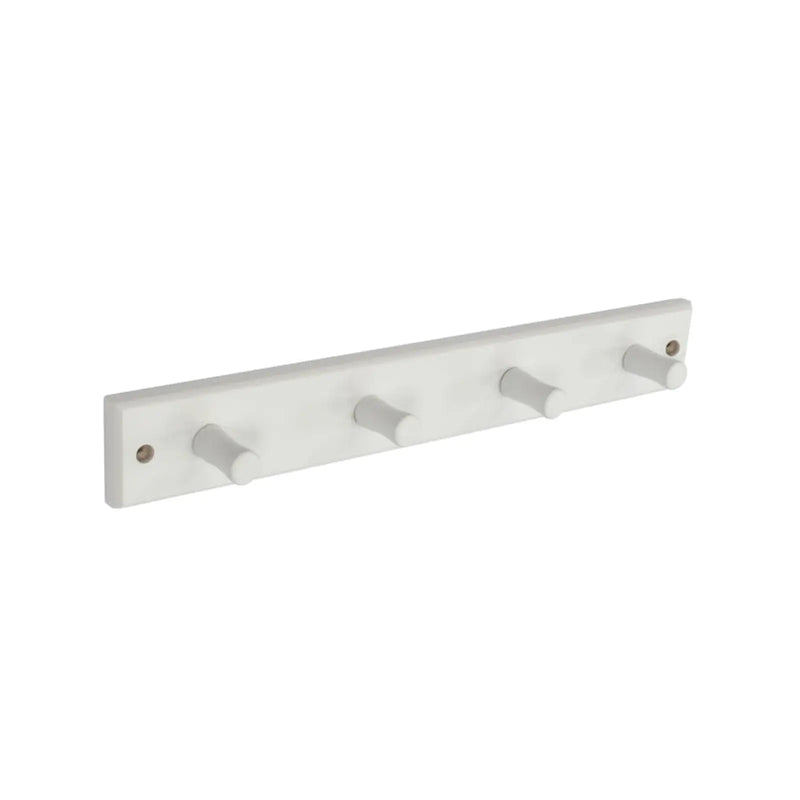 Securit Wood Hook Rail With 4 Hooks White