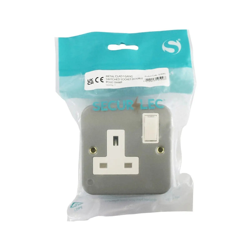 Securlec Metal Clad 1 Gang Switched Socket Double Pole 13A