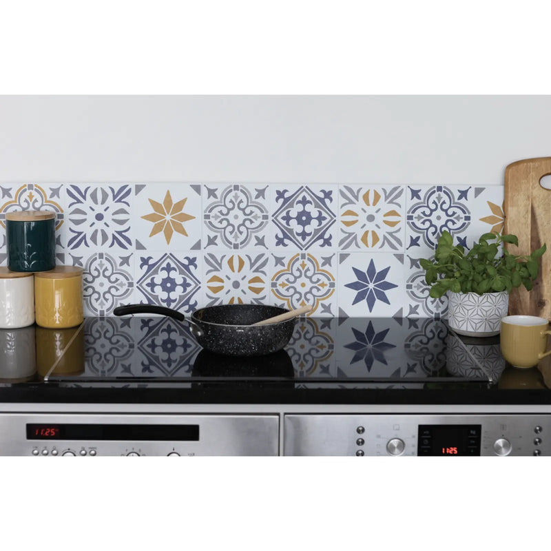 Stax d-c-fix® Self Adhesive Wall Tile Jamila Grey 15cm x 15cm / Pack Of 6