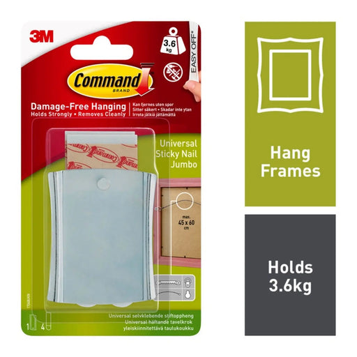 Stax Command™ Jumbo Universal Sticky Nail 1 Hook, 4 Large Strips