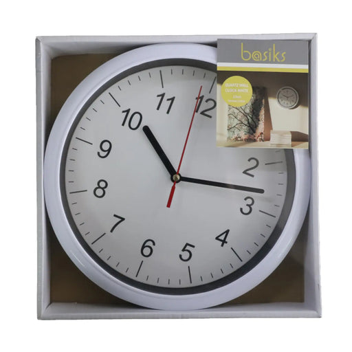 Basiks 23cm Quartz Wall Clock White