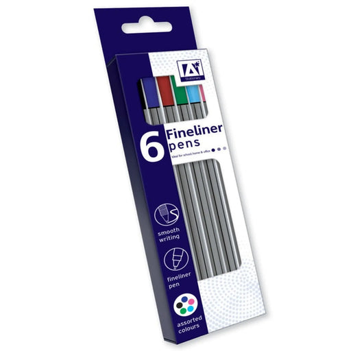 Stax I G Design Fineliner Pens Pack 6 Assorted