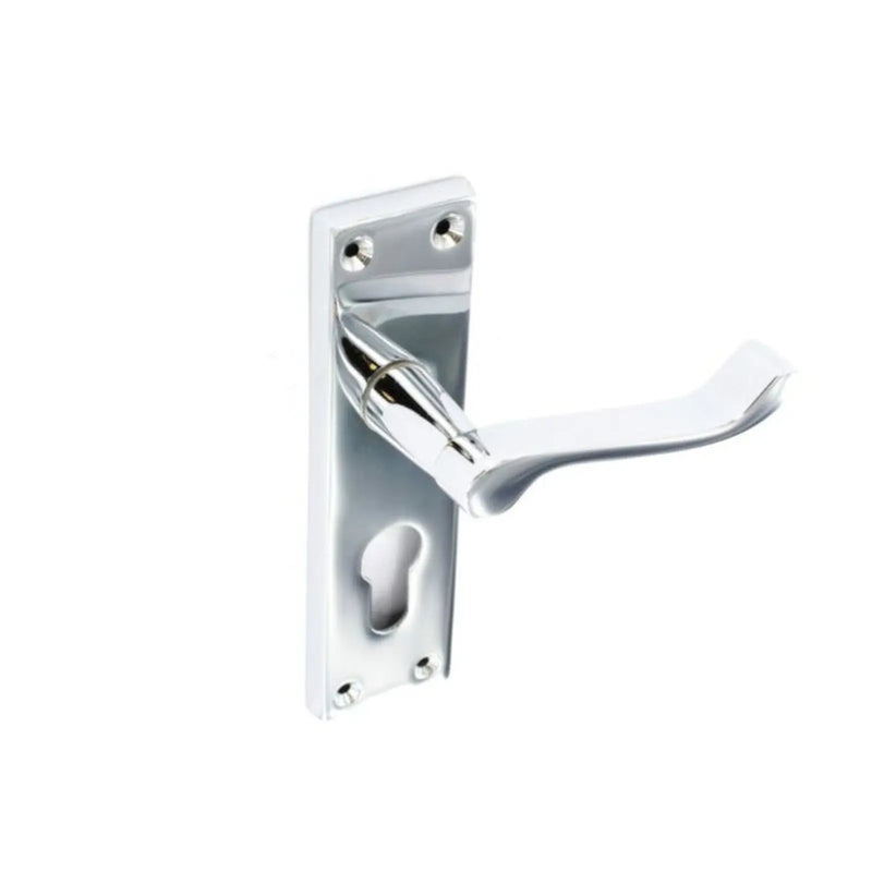 Securit Chrome Scroll Euro Lock Handles 48mm C/C (Pair) 150mm