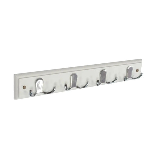 Securit White Hat & Coat Board 4 Chrome Plated Double Hooks