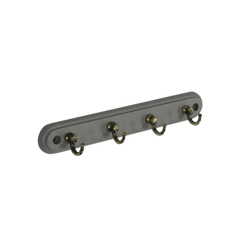 Securit Grey Hat & Coat Board 4 Antique Brass Hooks