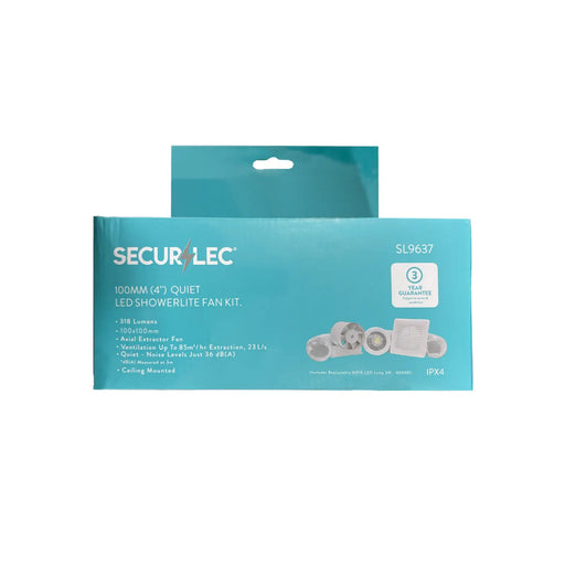 Securlec Quiet LED Showerlite Fan Kit 100mm 4"
