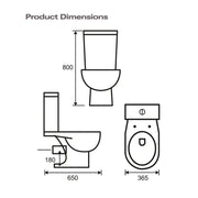 SP Pure One Box Toilet, Seat and Cistern W: 365mm H: 740mm D: 670mm