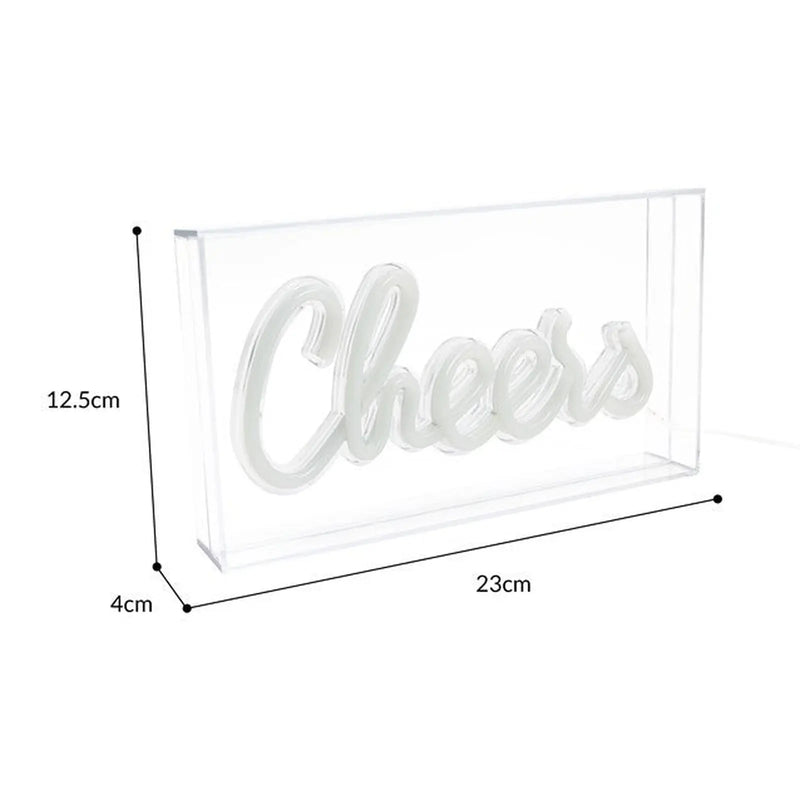 Global Gizmos Acrylic Box Neon Light 'Cheers'