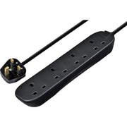Masterplug 4 Gang Black Extension Lead With 2m Cable 13amp