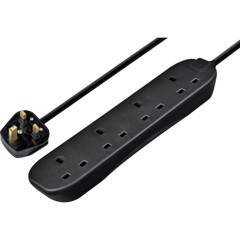 Masterplug 4 Gang Black Extension Lead With 2m Cable 13amp
